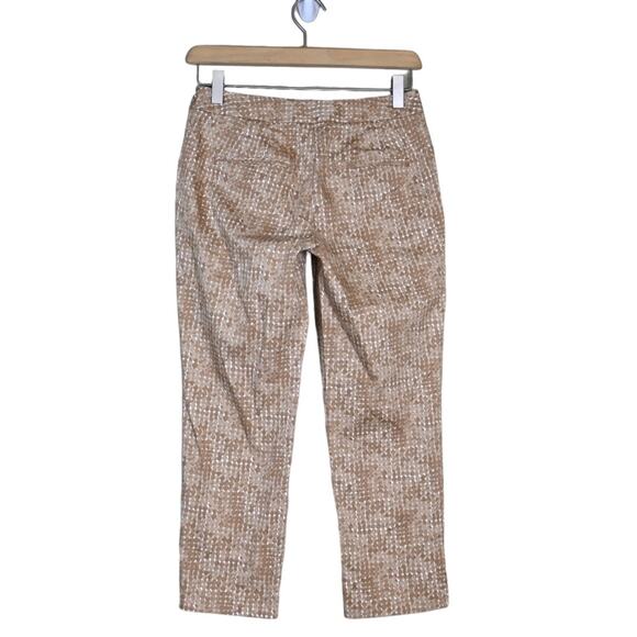 Chico's Womens XS Cropped Light Brown White Dot Pattern Cotton Pants - Picture 2 of 10
